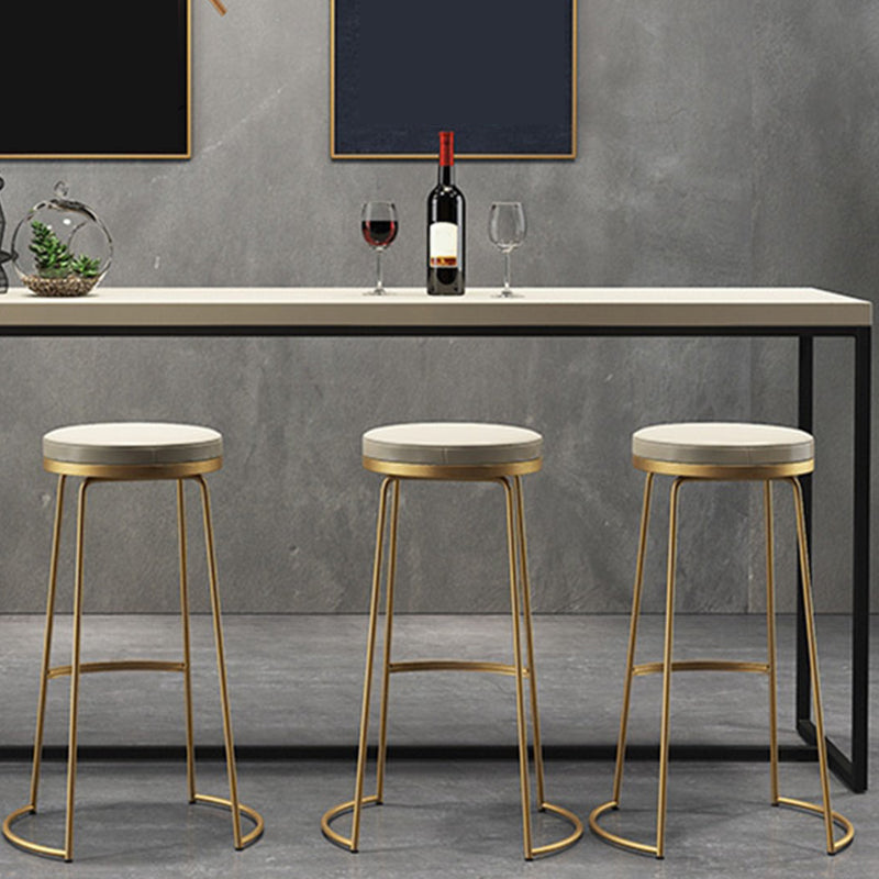 Modern Backrest Armless Counter Stool Metal Bar High Stool with Leather Cushion
