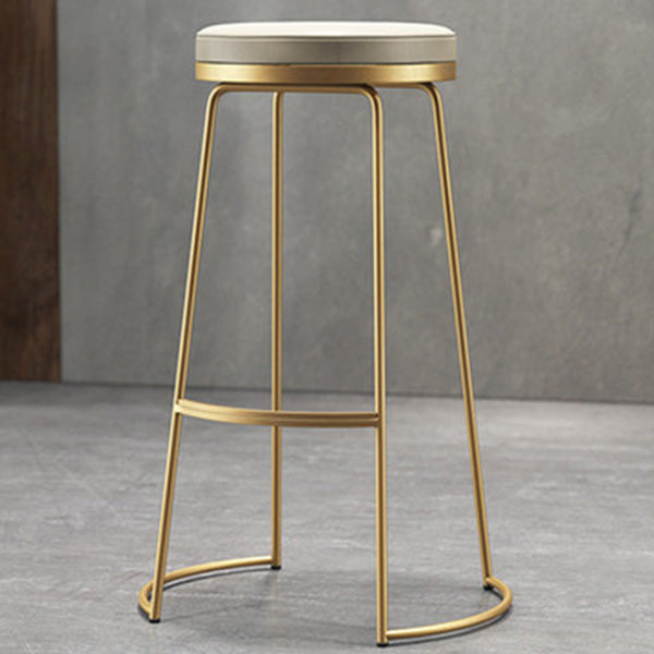 Modern Backrest Armless Counter Stool Metal Bar High Stool with Leather Cushion