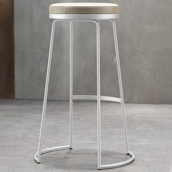 Modern Backrest Armless Counter Stool Metal Bar High Stool with Leather Cushion