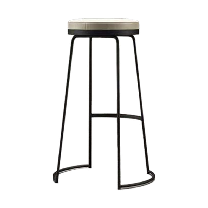 Modern Backrest Armless Counter Stool Metal Bar High Stool with Leather Cushion