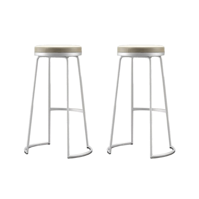 Modern Backrest Armless Counter Stool Metal Bar High Stool with Leather Cushion