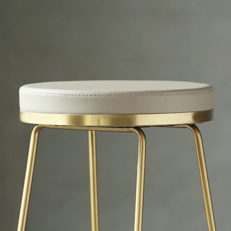 Modern Backrest Armless Counter Stool Metal Bar High Stool with Leather Cushion