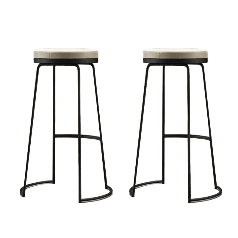Modern Backrest Armless Counter Stool Metal Bar High Stool with Leather Cushion