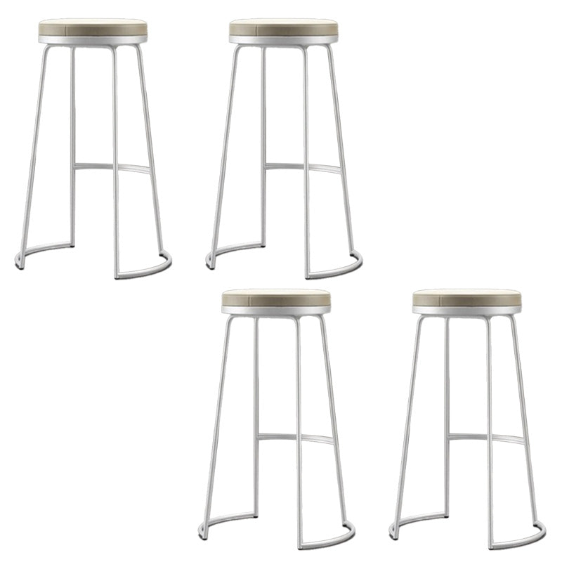 Modern Backrest Armless Counter Stool Metal Bar High Stool with Leather Cushion