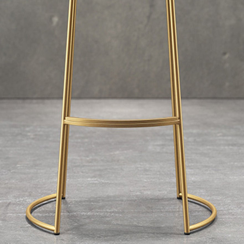 Modern Backrest Armless Counter Stool Metal Bar High Stool with Leather Cushion