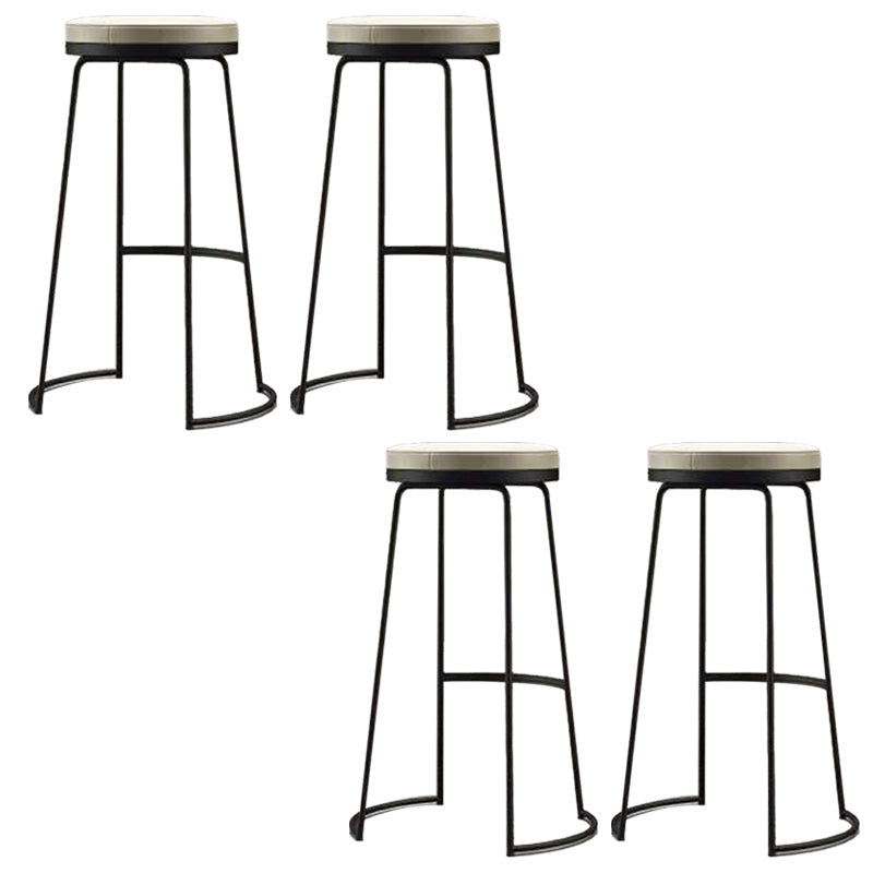 Modern Backrest Armless Counter Stool Metal Bar High Stool with Leather Cushion