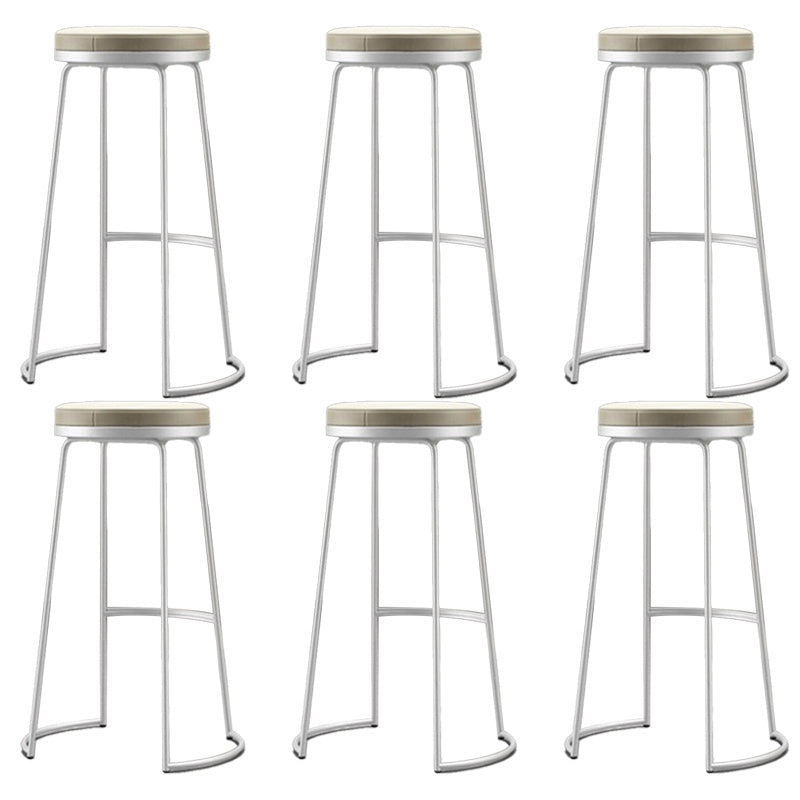 Modern Backrest Armless Counter Stool Metal Bar High Stool with Leather Cushion