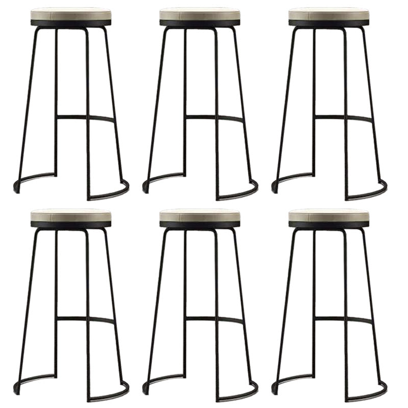 Modern Backrest Armless Counter Stool Metal Bar High Stool with Leather Cushion