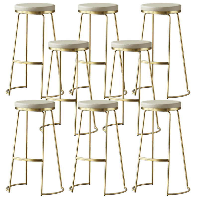 Modern Backrest Armless Counter Stool Metal Bar High Stool with Leather Cushion