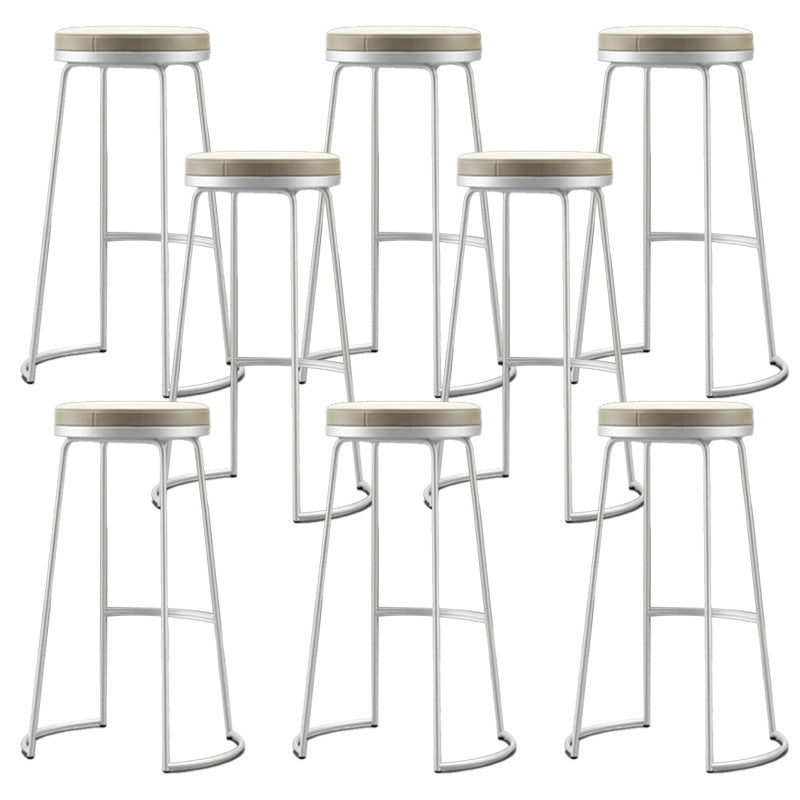 Modern Backrest Armless Counter Stool Metal Bar High Stool with Leather Cushion