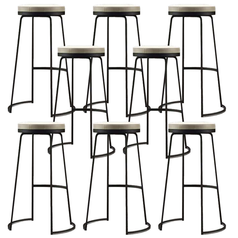 Modern Backrest Armless Counter Stool Metal Bar High Stool with Leather Cushion