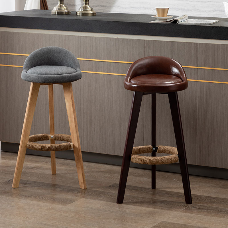 Industrial Armless Backrest Counter Stool Wood Cafe Bar Stool with Cushion and Pedal