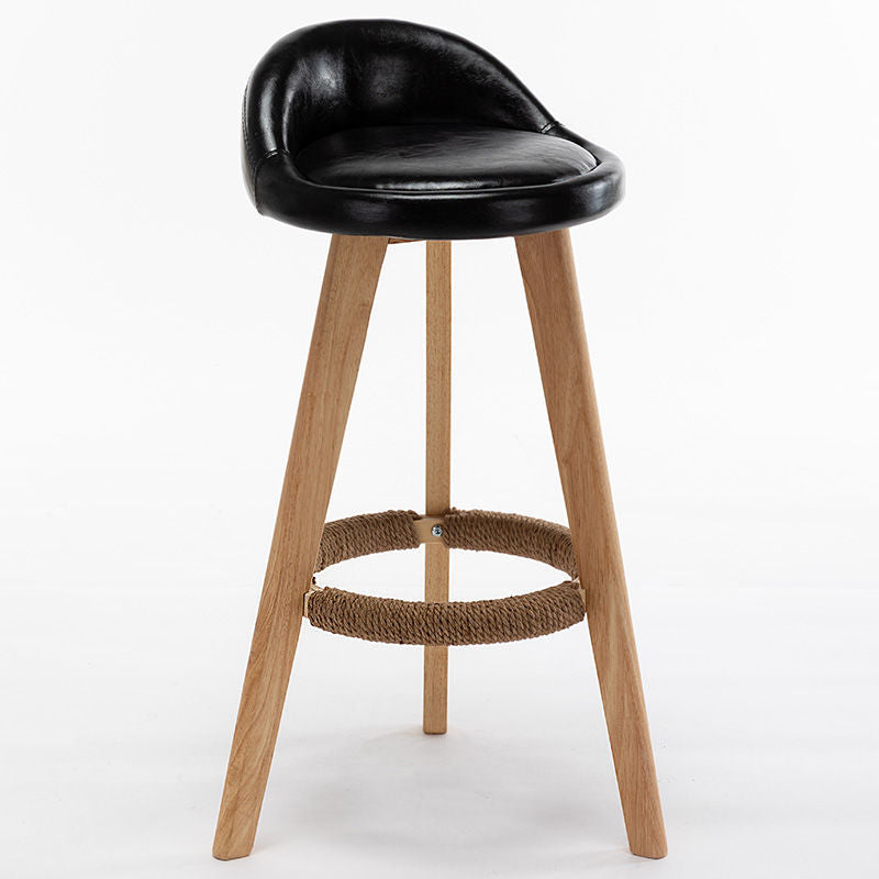 Industrial Armless Backrest Counter Stool Wood Cafe Bar Stool with Cushion and Pedal