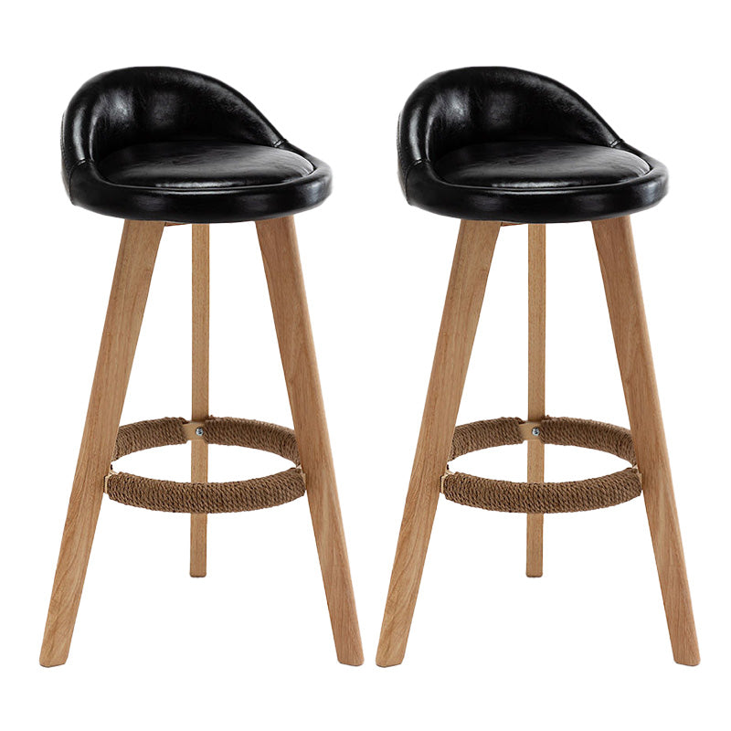 Industrial Armless Backrest Counter Stool Wood Cafe Bar Stool with Cushion and Pedal