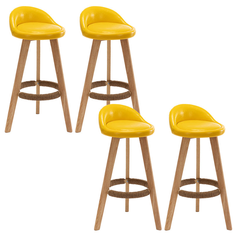 Industrial Armless Backrest Counter Stool Wood Cafe Bar Stool with Cushion and Pedal