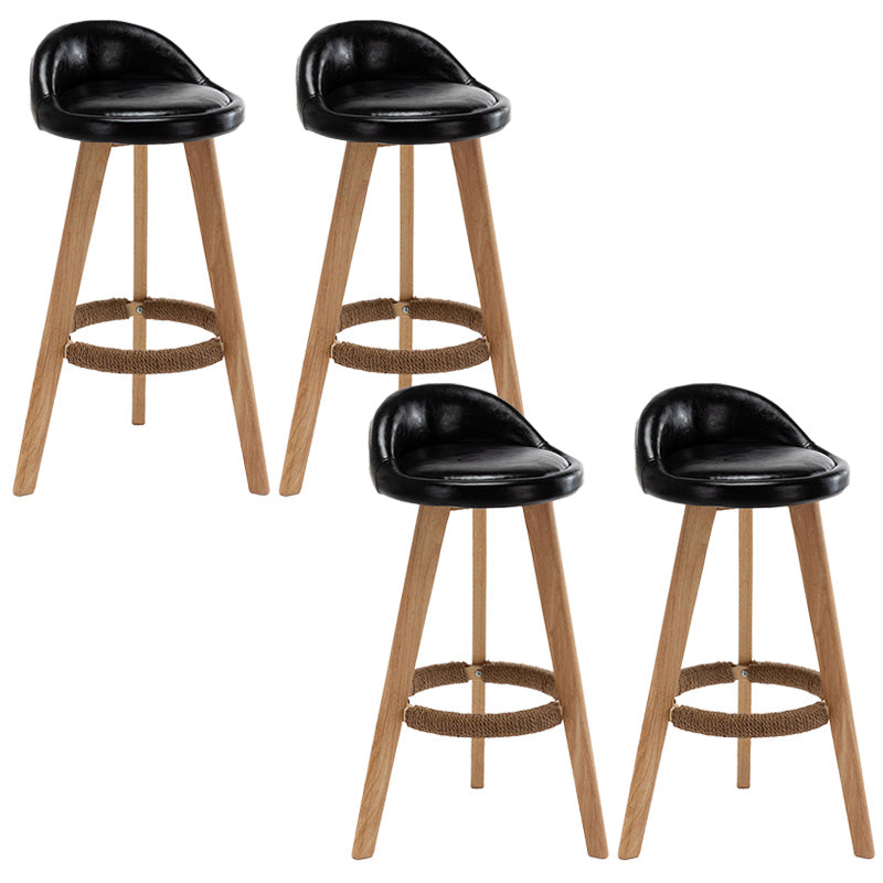 Industrial Armless Backrest Counter Stool Wood Cafe Bar Stool with Cushion and Pedal