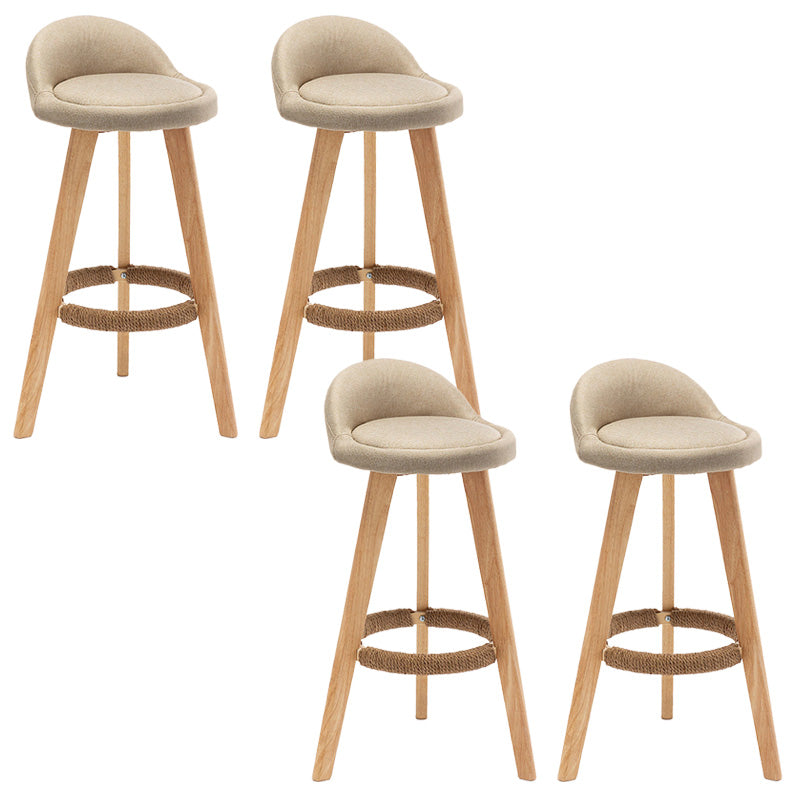 Industrial Armless Backrest Counter Stool Wood Cafe Bar Stool with Cushion and Pedal