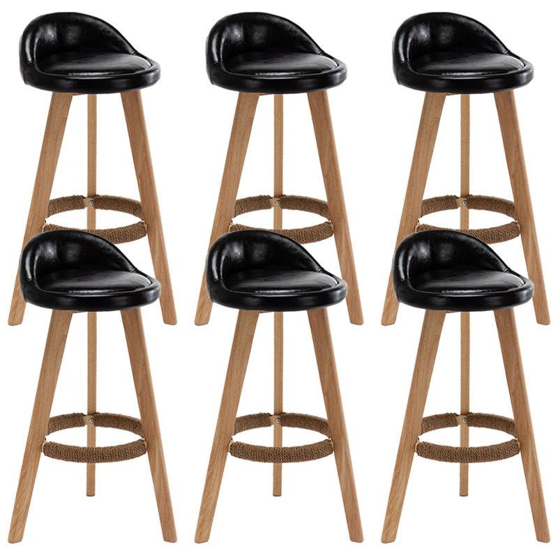 Industrial Armless Backrest Counter Stool Wood Cafe Bar Stool with Cushion and Pedal