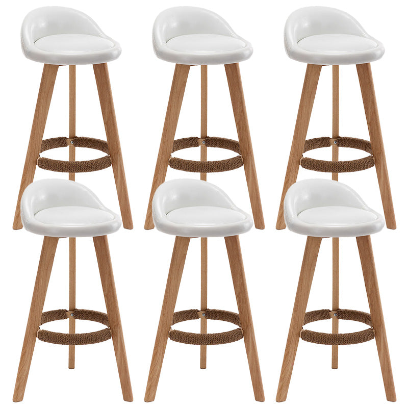 Industrial Armless Backrest Counter Stool Wood Cafe Bar Stool with Cushion and Pedal