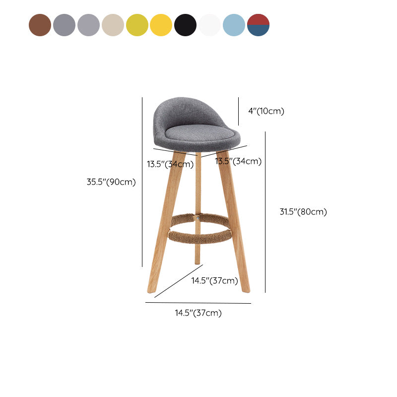 Industrial Armless Backrest Counter Stool Wood Cafe Bar Stool with Cushion and Pedal