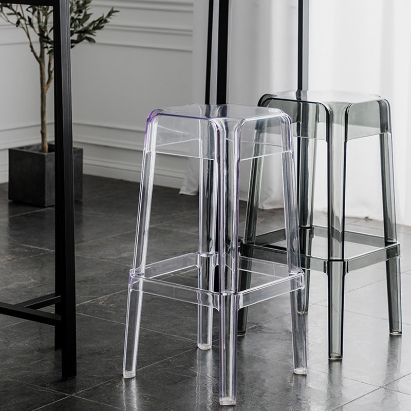 30" Height Backrest Armless Counter Stool Industrial Plastic Bistro Bar Chair with 4 Legs