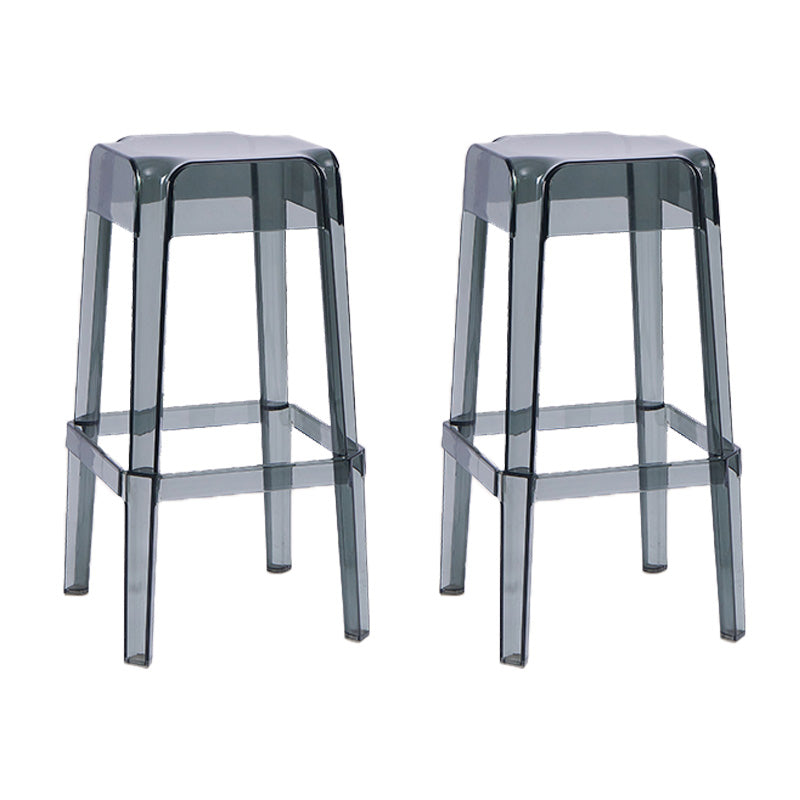 30" Height Backrest Armless Counter Stool Industrial Plastic Bistro Bar Chair with 4 Legs