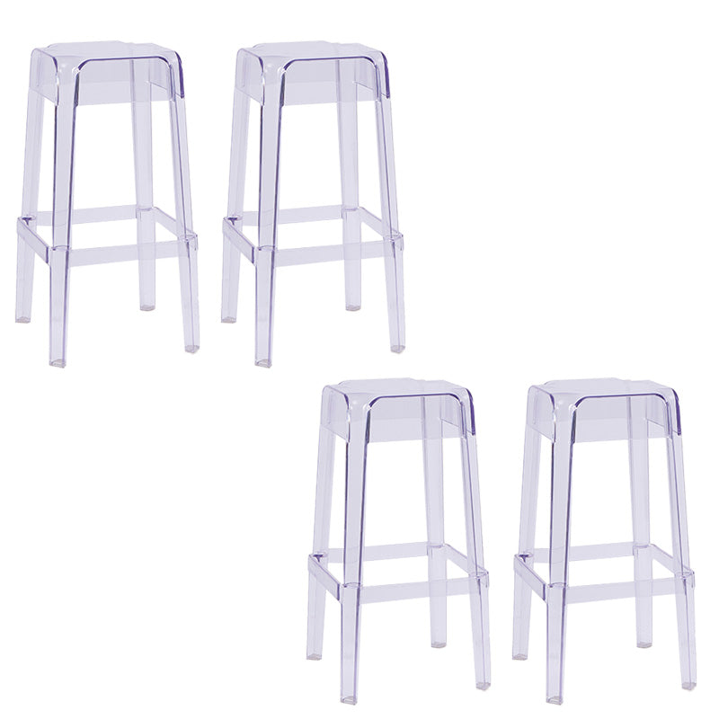 30" Height Backrest Armless Counter Stool Industrial Plastic Bistro Bar Chair with 4 Legs