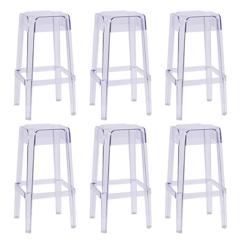 30" Height Backrest Armless Counter Stool Industrial Plastic Bistro Bar Chair with 4 Legs