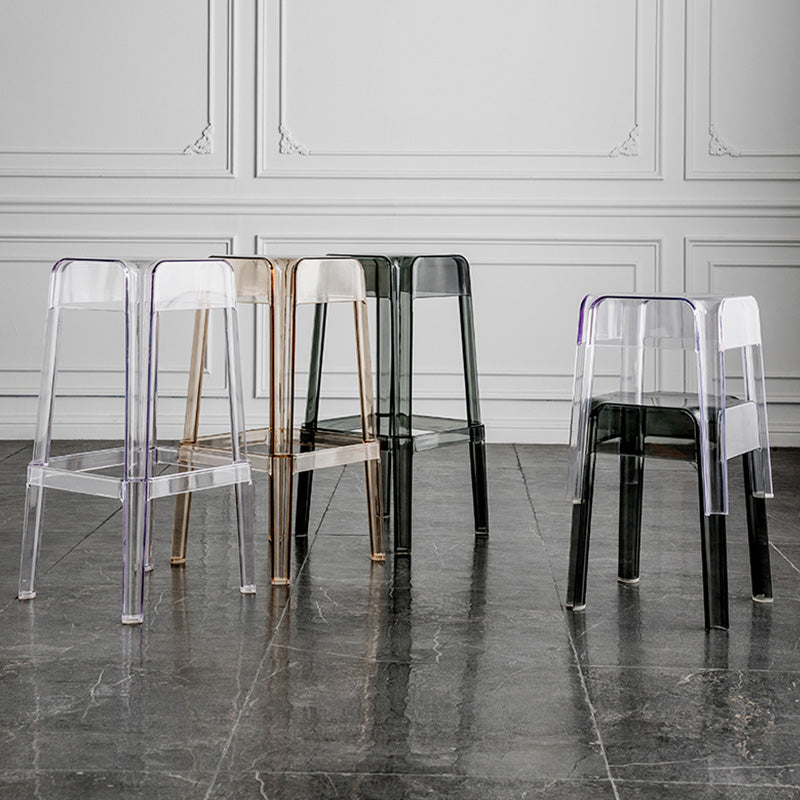 30" Height Backrest Armless Counter Stool Industrial Plastic Bistro Bar Chair with 4 Legs