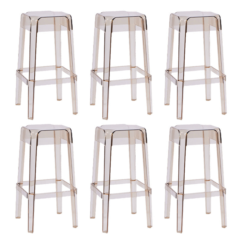 30" Height Backrest Armless Counter Stool Industrial Plastic Bistro Bar Chair with 4 Legs