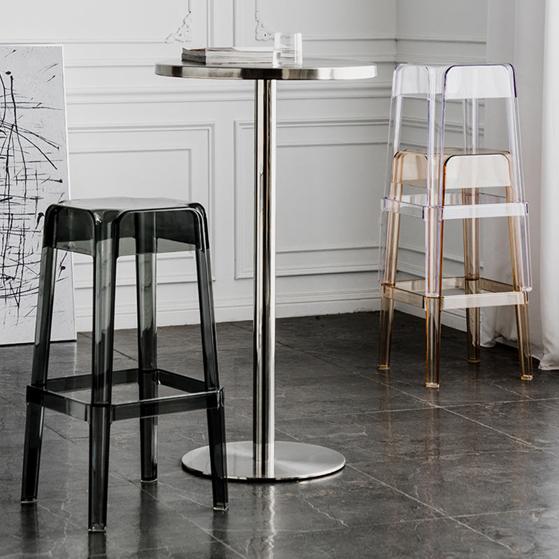 30" Height Backrest Armless Counter Stool Industrial Plastic Bistro Bar Chair with 4 Legs