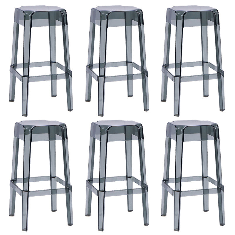 30" Height Backrest Armless Counter Stool Industrial Plastic Bistro Bar Chair with 4 Legs