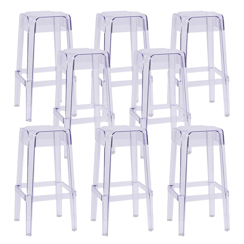 30" Height Backrest Armless Counter Stool Industrial Plastic Bistro Bar Chair with 4 Legs