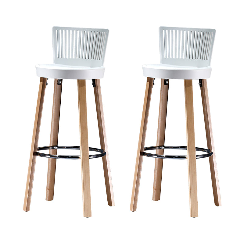 Modern Wooden Bar Stool 38" Height Backrest Armless Counter Stool with Plastic Cushion