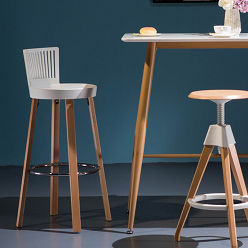Modern Wooden Bar Stool 38" Height Backrest Armless Counter Stool with Plastic Cushion