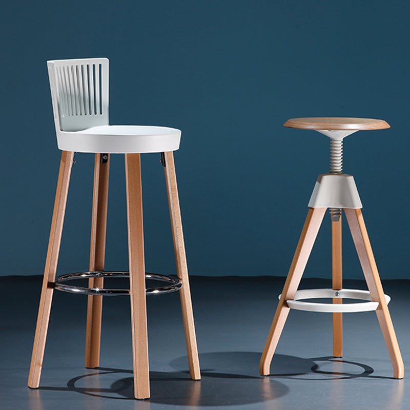 Modern Wooden Bar Stool 38" Height Backrest Armless Counter Stool with Plastic Cushion