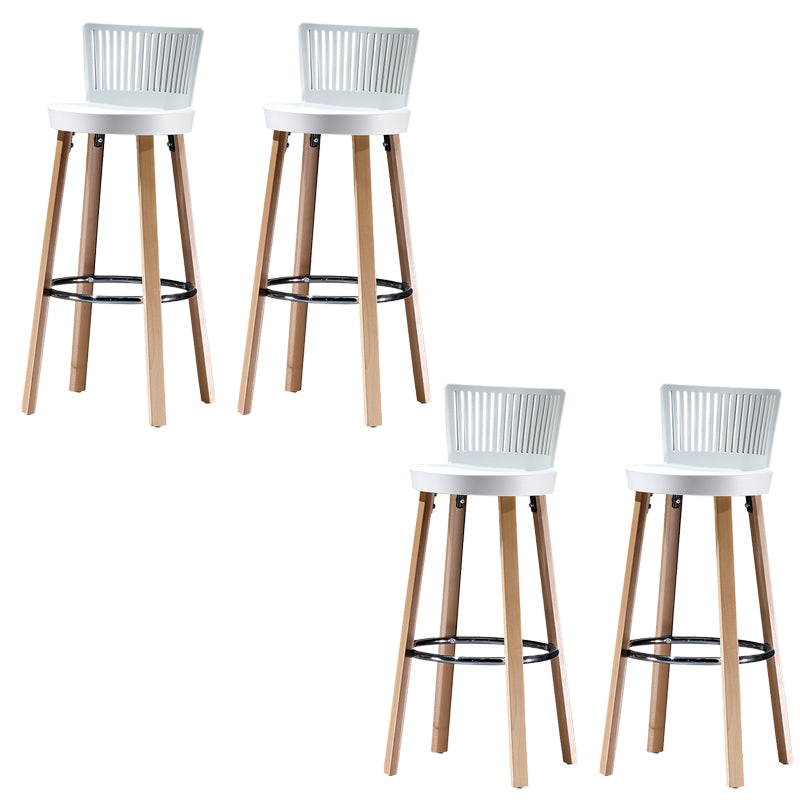 Modern Wooden Bar Stool 38" Height Backrest Armless Counter Stool with Plastic Cushion