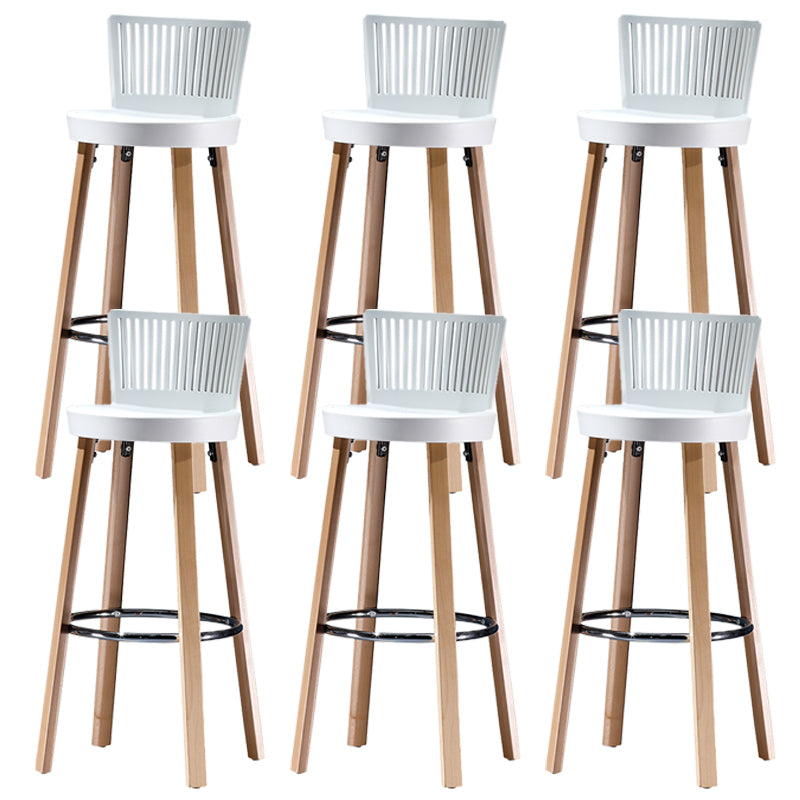 Modern Wooden Bar Stool 38" Height Backrest Armless Counter Stool with Plastic Cushion