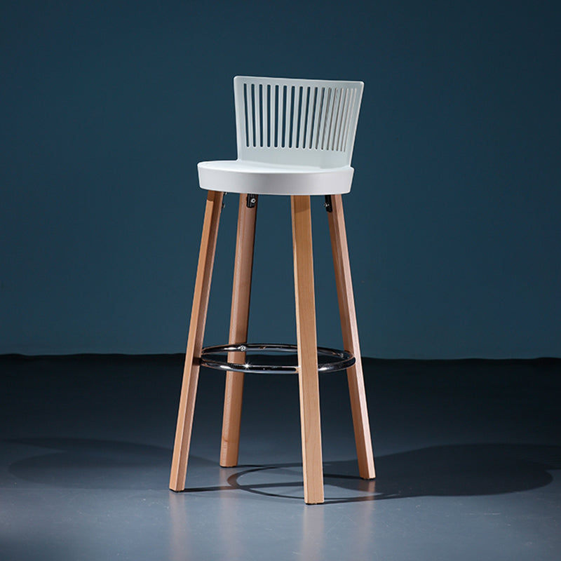 Modern Wooden Bar Stool 38" Height Backrest Armless Counter Stool with Plastic Cushion