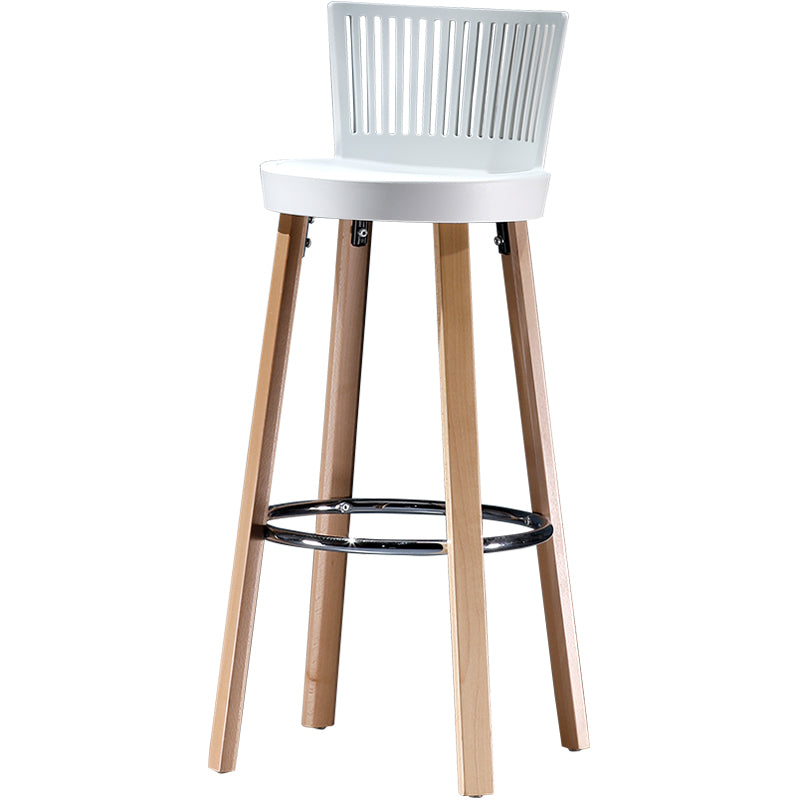 Modern Wooden Bar Stool 38" Height Backrest Armless Counter Stool with Plastic Cushion