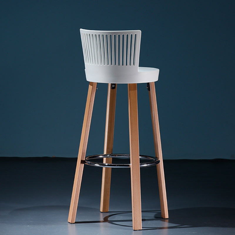 Modern Wooden Bar Stool 38" Height Backrest Armless Counter Stool with Plastic Cushion
