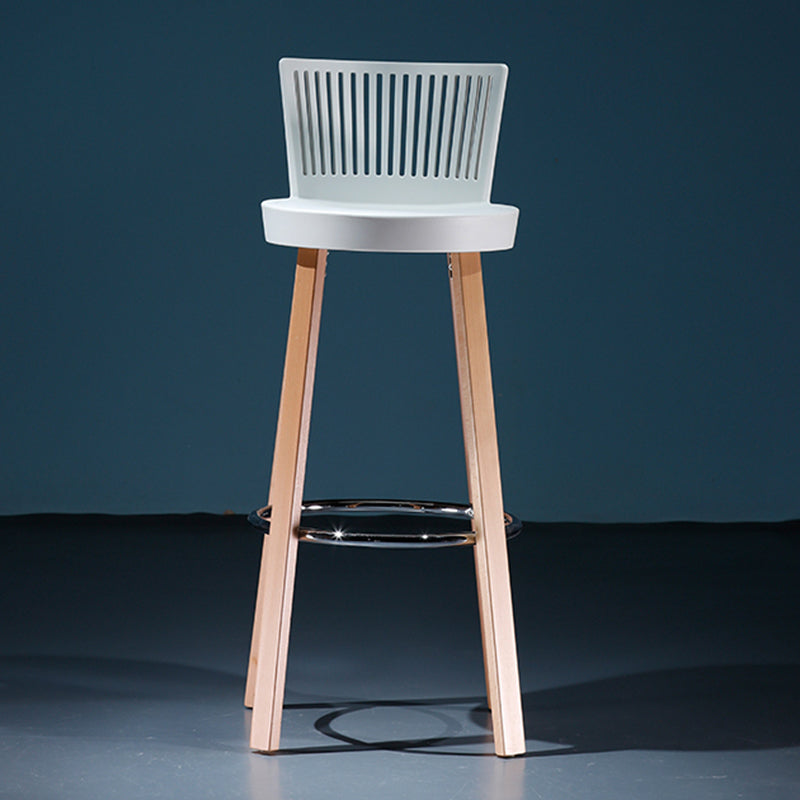 Modern Wooden Bar Stool 38" Height Backrest Armless Counter Stool with Plastic Cushion