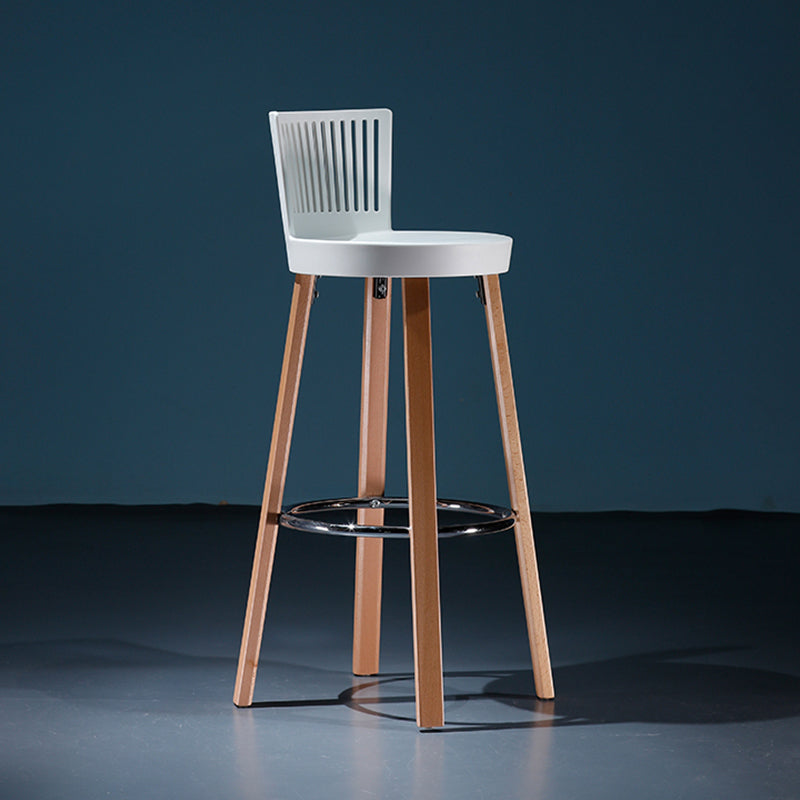 Modern Wooden Bar Stool 38" Height Backrest Armless Counter Stool with Plastic Cushion