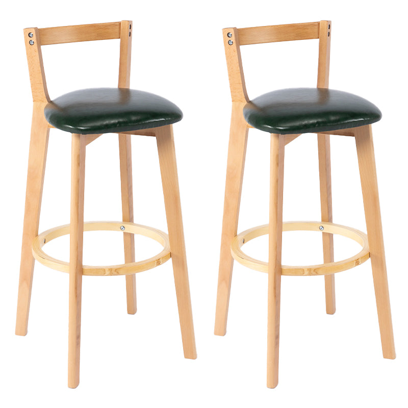 Nordic Armless Backrest Counter Stool Wood Cashier Bar Stool with Cushion and Pedal