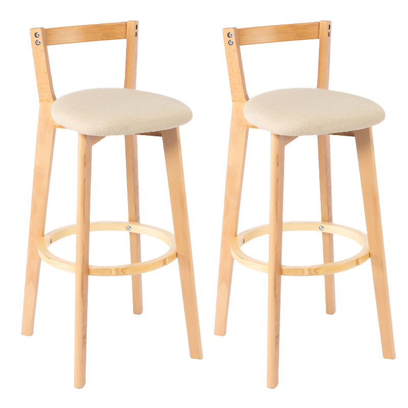 Nordic Armless Backrest Counter Stool Wood Cashier Bar Stool with Cushion and Pedal