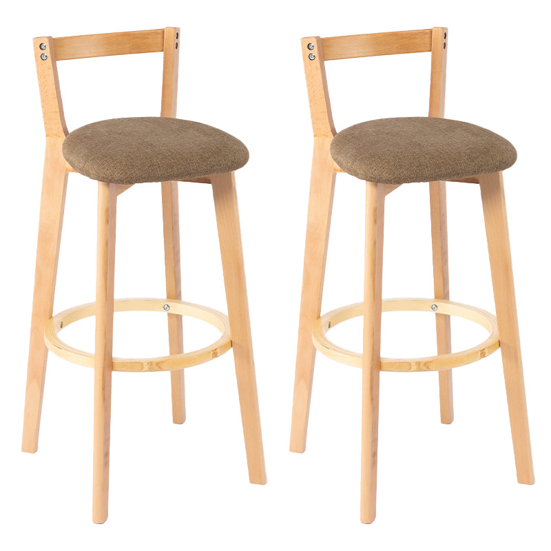 Nordic Armless Backrest Counter Stool Wood Cashier Bar Stool with Cushion and Pedal