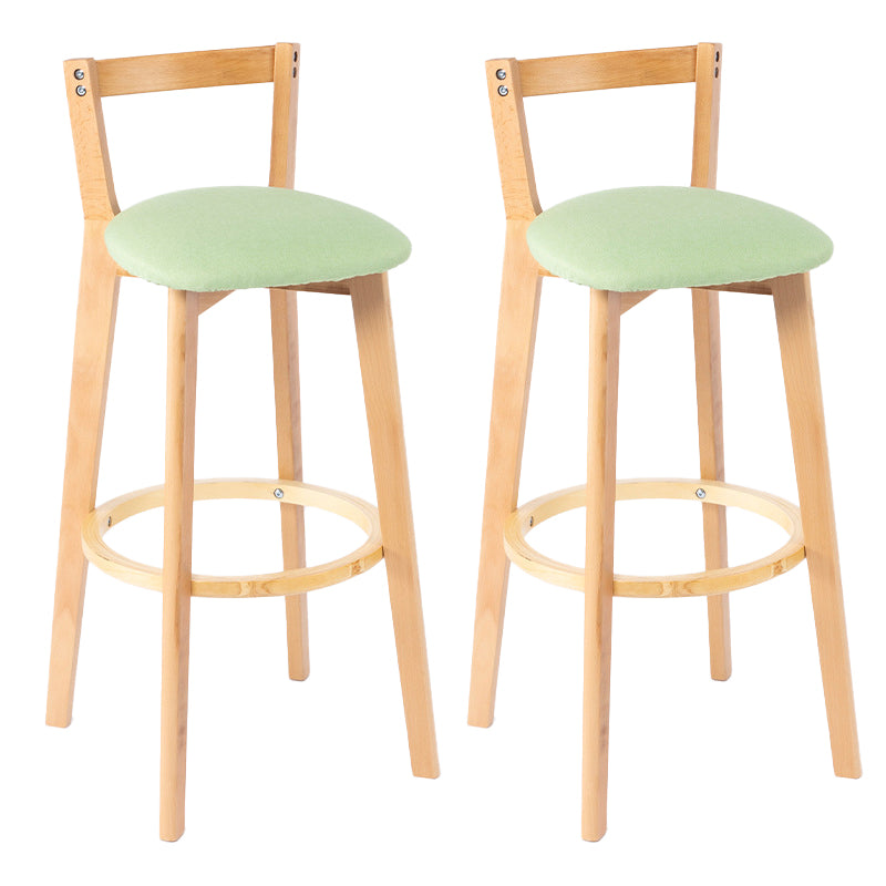 Nordic Armless Backrest Counter Stool Wood Cashier Bar Stool with Cushion and Pedal