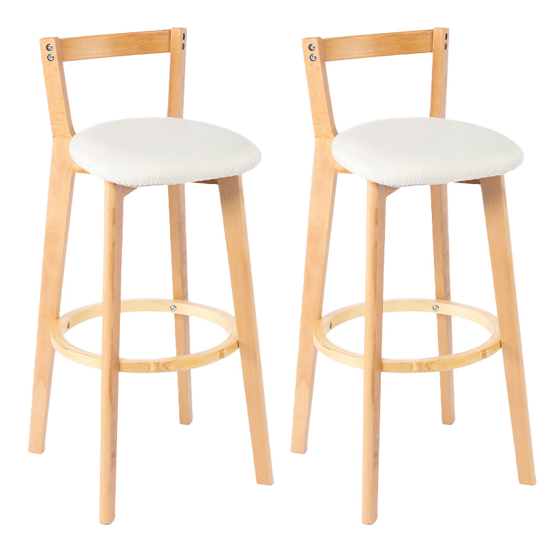 Nordic Armless Backrest Counter Stool Wood Cashier Bar Stool with Cushion and Pedal