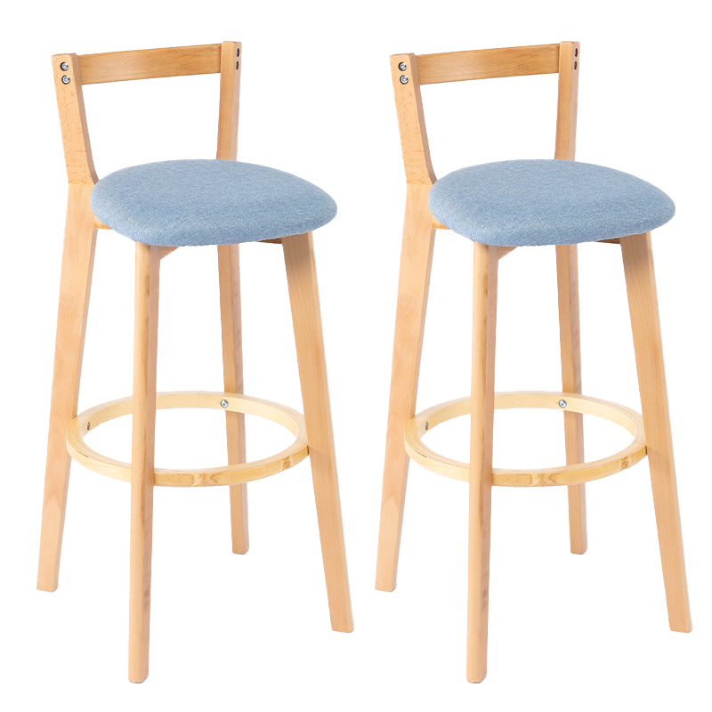 Nordic Armless Backrest Counter Stool Wood Cashier Bar Stool with Cushion and Pedal