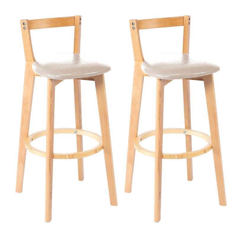 Nordic Armless Backrest Counter Stool Wood Cashier Bar Stool with Cushion and Pedal